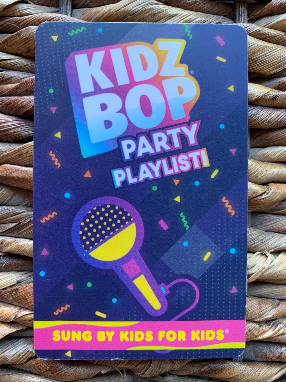 KIDZ BOP Party Playlist Card - Purple & Yellow Microphone Design